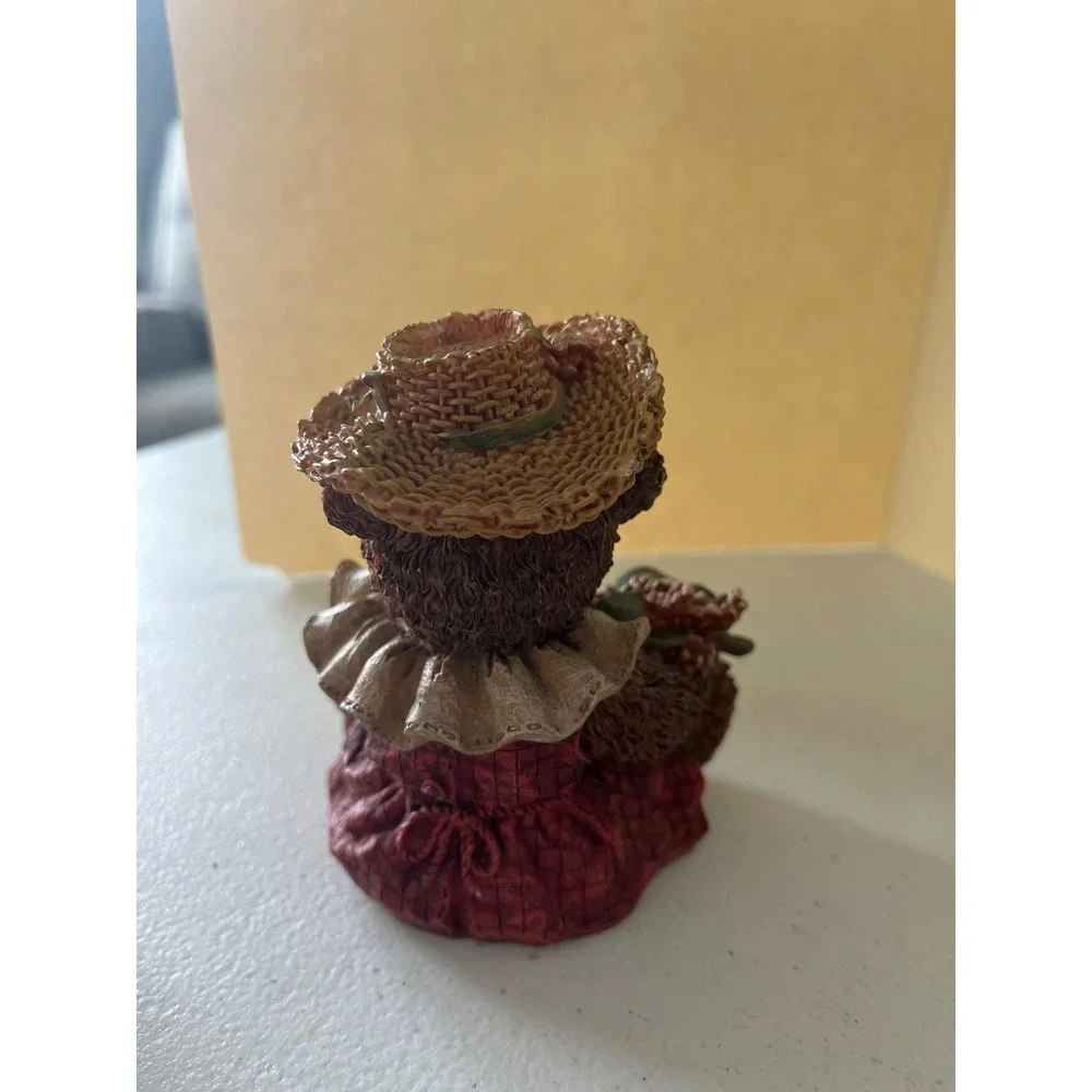 Harvest Teddy Bear Figurine Resin Pumpkin Straw Hat 2000 Vintage